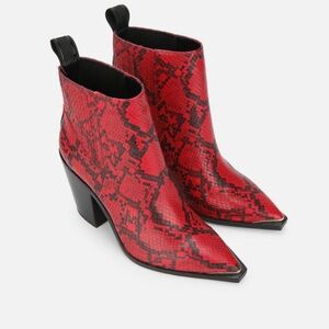 West Side Snake Print Block Heel Bootie Burgundy Women Kenneth Cole Boots